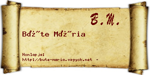 Büte Mária névjegykártya