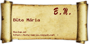 Büte Mária névjegykártya